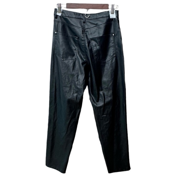 Zara Faux Leather Pants Size 6 Black  Straight 5 pocket Stretch Soft Zipper - Picture 2 of 8